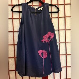 41 Hawthorn Blue and Pink Tank Top with Floral Design